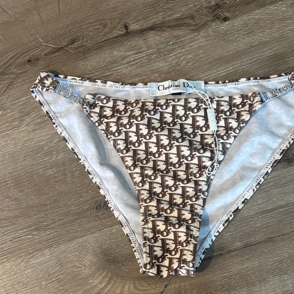 Dior small bikiniBeige Monogram Bottoms new